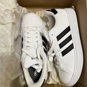 Adidas Grand Court 2.0 White with Black Stripes